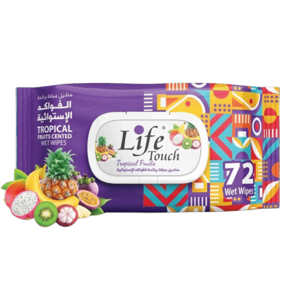 Life Touch Tropical Fruits Scented Wet Wipes, 72 Pieces