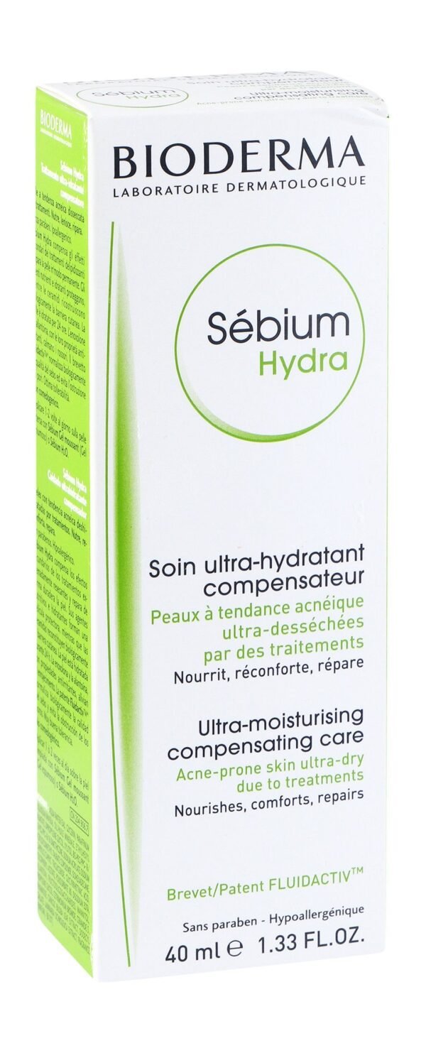 Bioderma Sebium Hydra Hypoallergenic Ultra Moisturizing & Compensating Face Cream for Dry Acne, 40ml