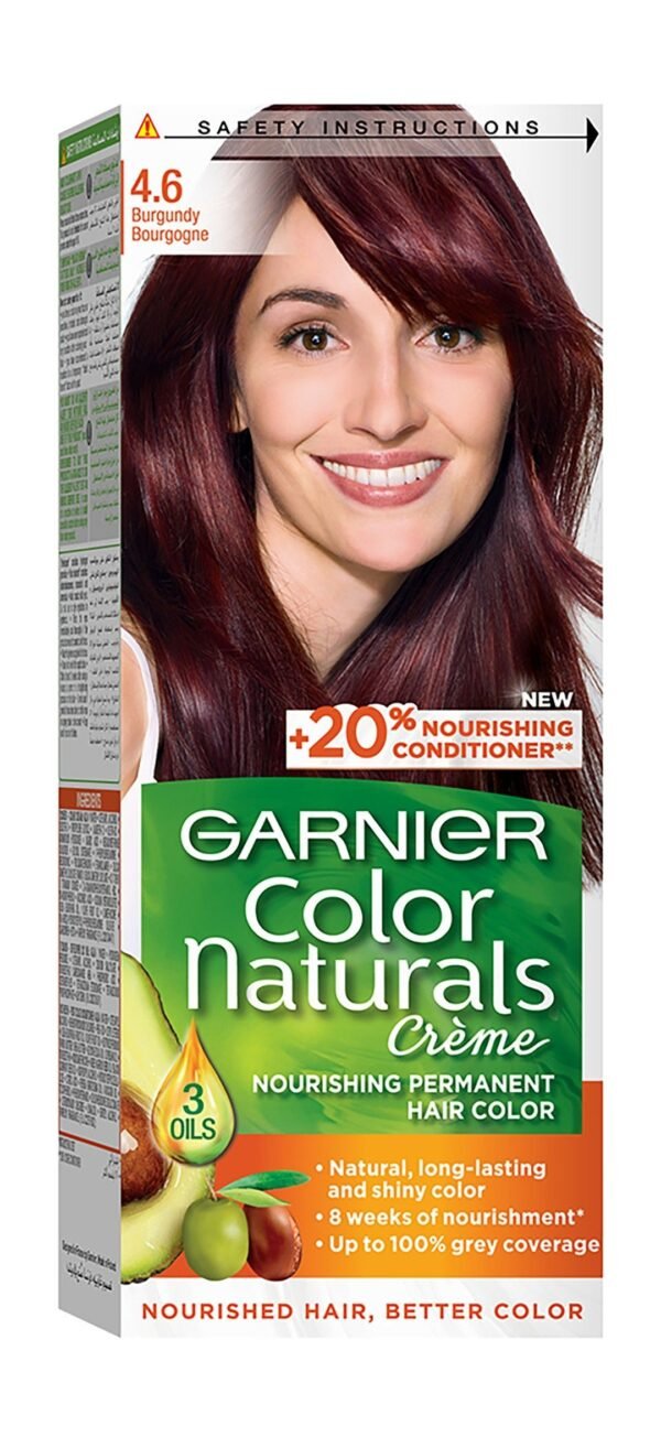 Garnier Color Naturals Nourishing Permanent Hair Dye Cream with Shea Butter, Avocado & Olive Oils Burgundy 4.6, 1 Pack