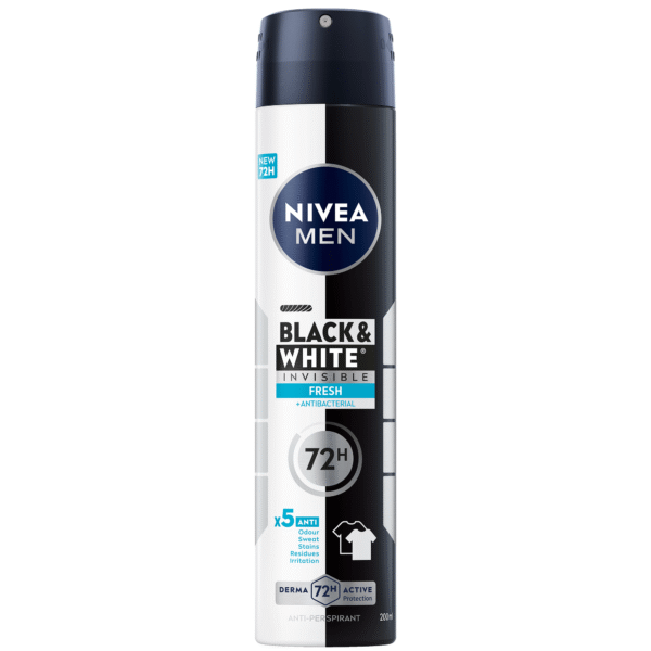 Nivea Invisible Black & White Fresh Deodorant Spray for Men, 200ml