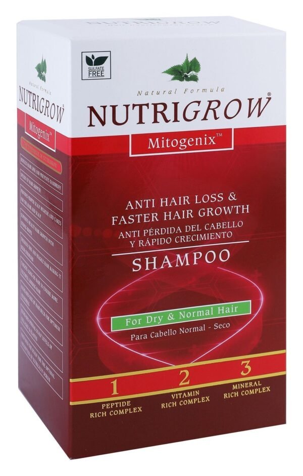 Nutrigrow Growth Stimulating & Anti-Hair Loss Shampoo with Mitogenix, Peptide & Vitamins for Normal & Dry Hair, 300ml
