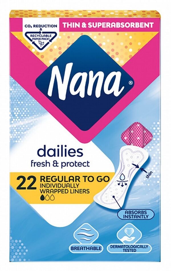 Nana Dailies Fresh & Protect Regular To Go Individually Wrapped Pantyliners, 22 Pieces