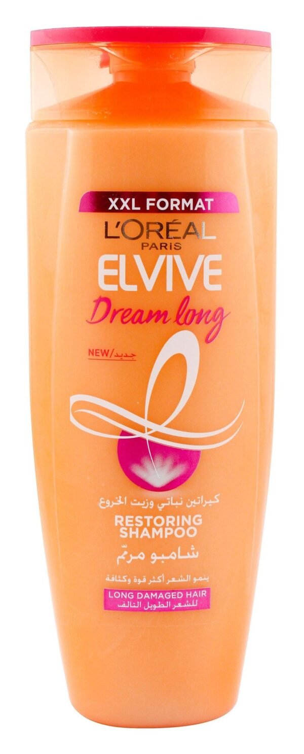 L'Oreal Elvive Dream Long Restoring Shampoo with Vegetal Keratin, Vitamins & Castor Oil for Long Damaged Hair, 600ml
