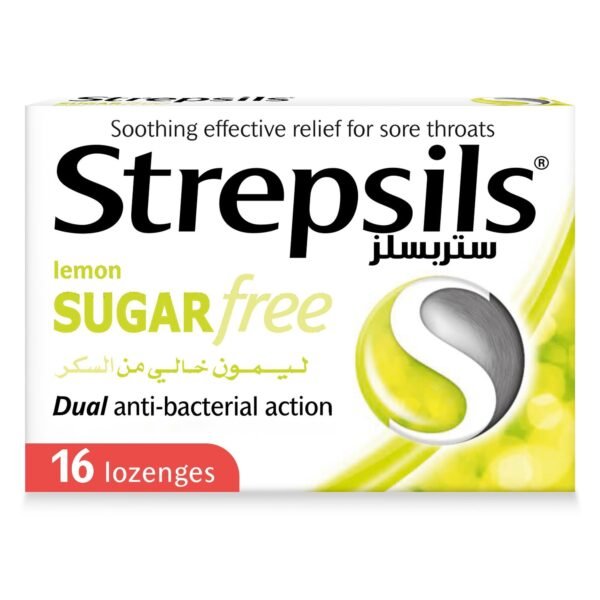 Strepsils Lemon Sugar Free Sore Throat Relief Lozenges, 16 Lozenges