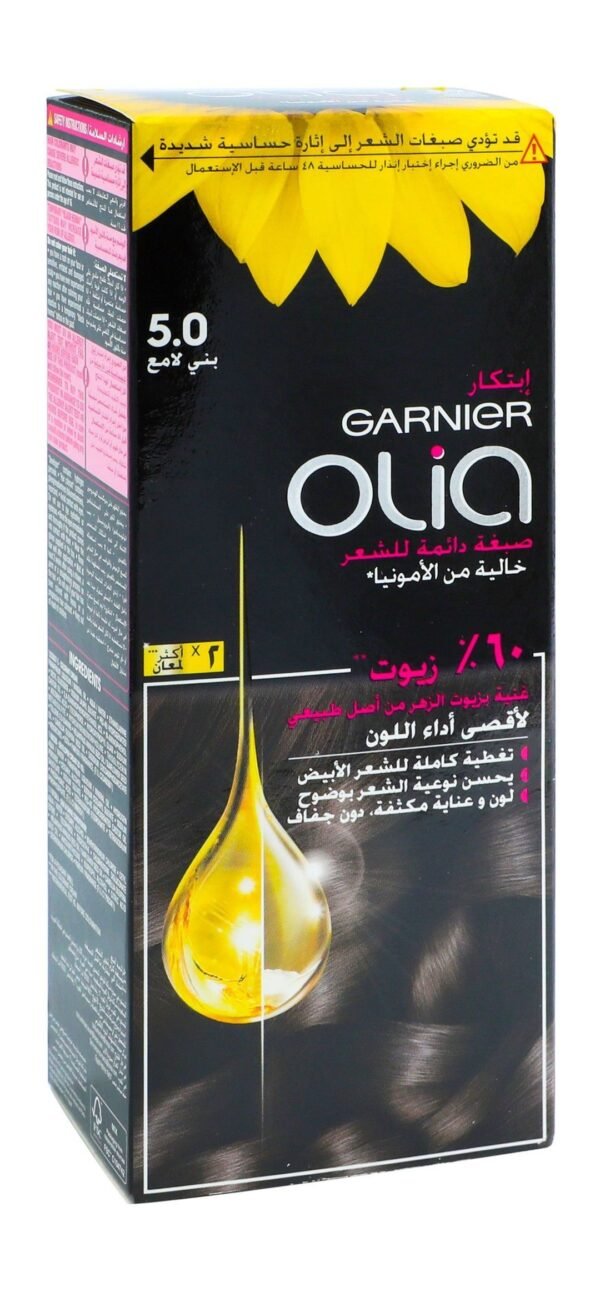 Garnier Olia Permanent Hair Color with Natural Flower Oils Medium Brown 5.0, 1 Pack