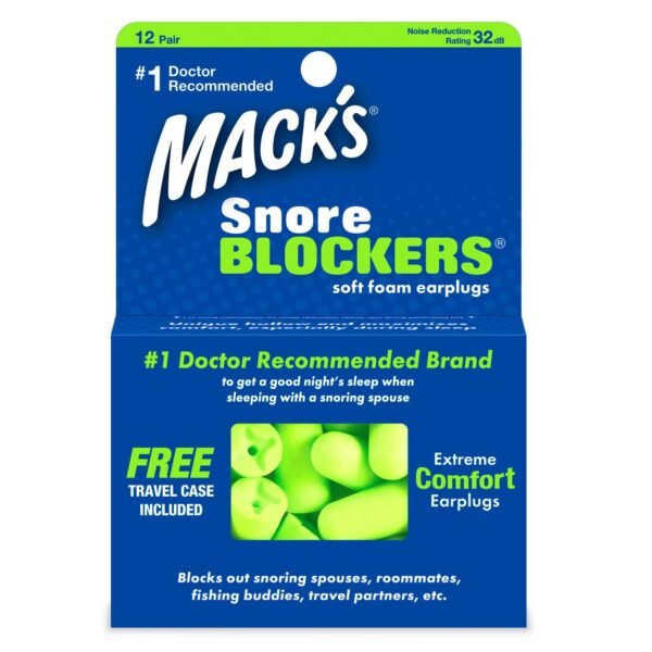 Mack's Snore Blockers Soft Foam Earplugs, 12 Pairs