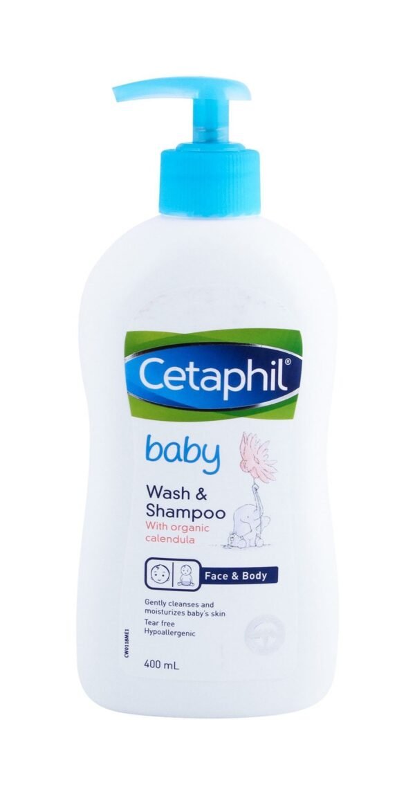 Cetaphil Hypoallergenic Baby Wash & Shampoo with Organic Calendula for Face & Body, 400ml