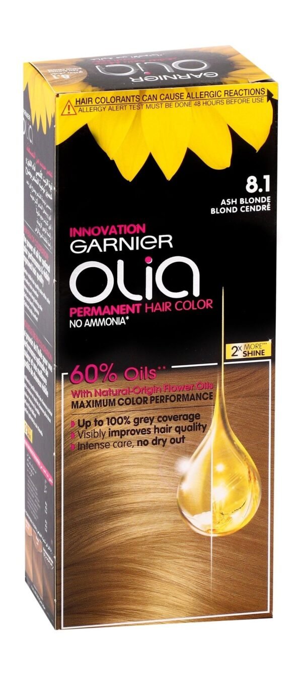 Garnier Olia Permanent Hair Color with Natural Flower Oils Ash Blonde 8.1, 1 Pack