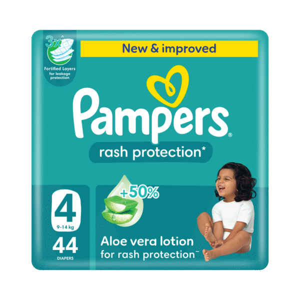 Pampers Rash Protection Taped Diapers, Size 4, 9-14kg, 44 Diapers