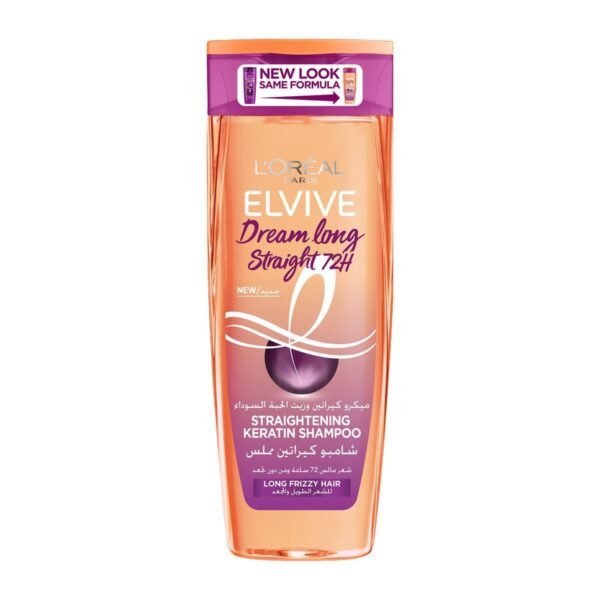 L'Oreal Elvive Dream Long Straightening Shampoo with Keratin & Black Seed Oil for Long Frizzy Hair, 600ml