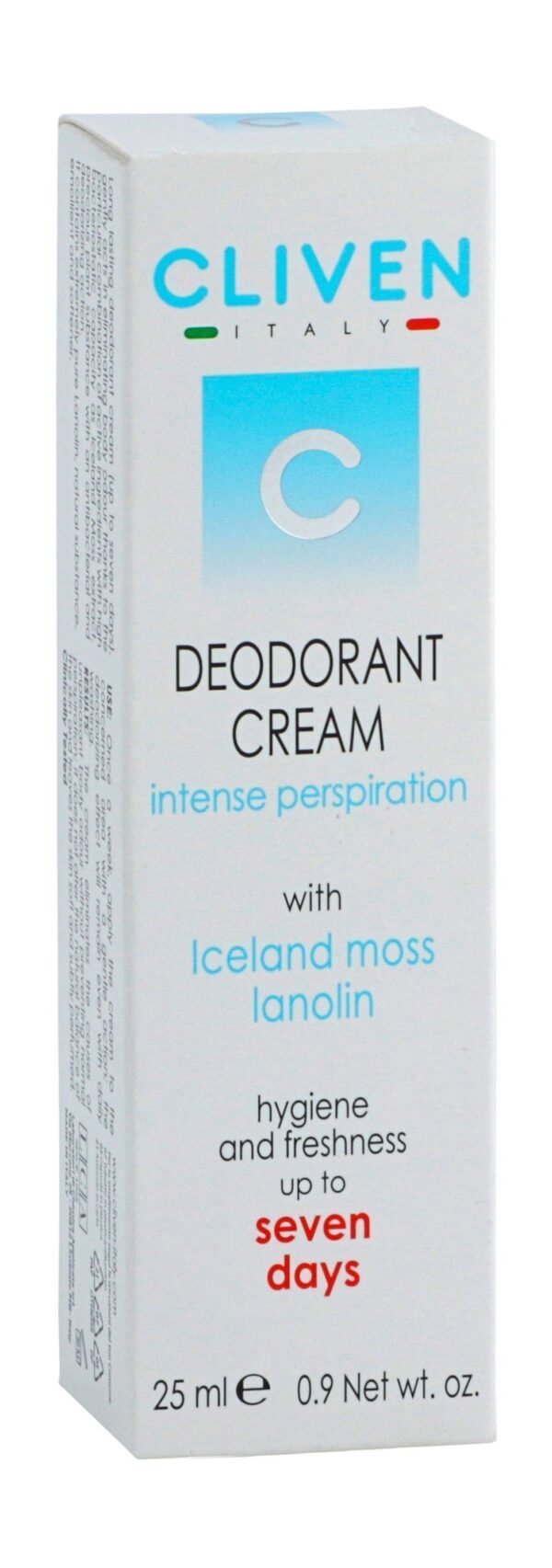 Cliven Antiperspirant Deodorant Cream with Lanolin, 25ml