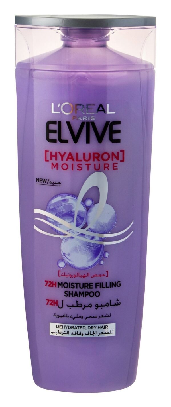 L'Oreal Elvive 72H Moisture Filling Shampoo with Hyaluronic Acid for Dehydrated & Dry Hair, 400ml
