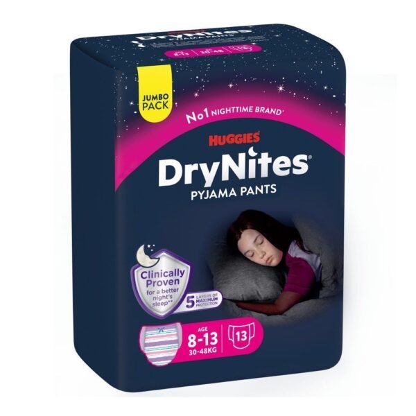 Drynites Pyjama Pants, Age 8-13 Years, Girl, 30-48kg, 13 Bed Wetting Pants