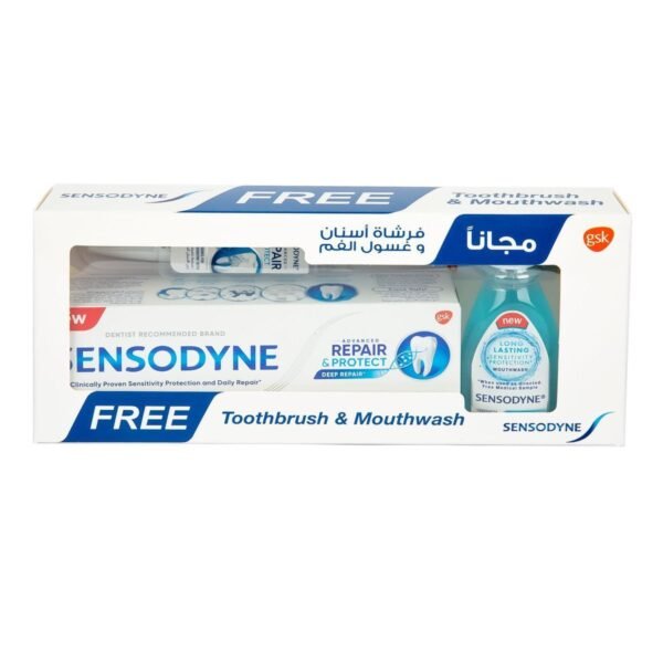 Sensodyne Advanced Repair and Protection 75ml + Toothbrush + Mouth Wash