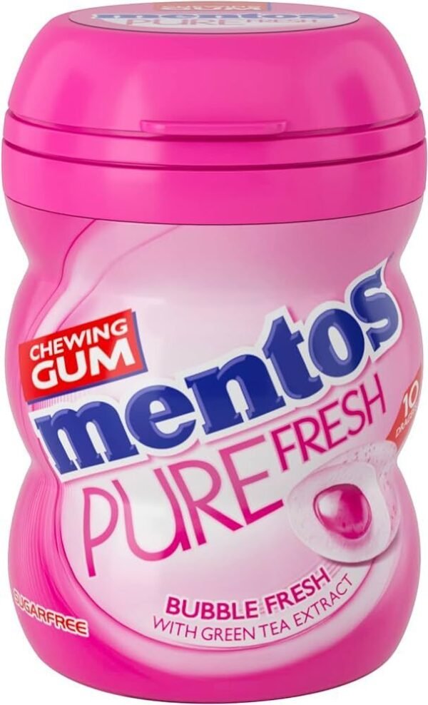 Mentos Pure Fresh Bubble Fresh Chewing Gum with Pure Green Tea Extract, 10 Pieces