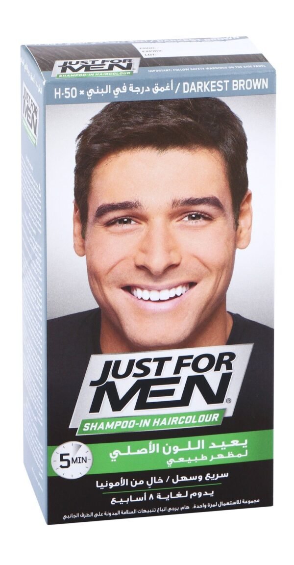 Just For Men Darkest Brown Shampoo-In Hair Color H-50, 1 Pack