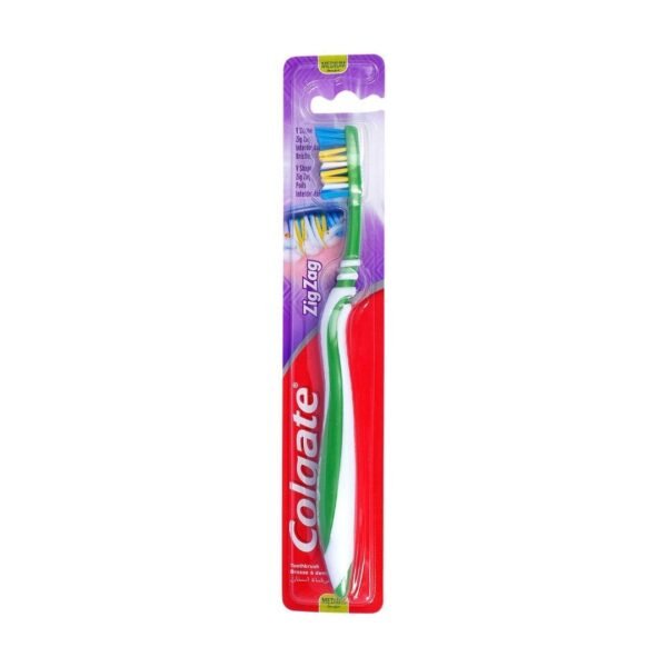 Colgate Zig Zag Green & White Medium Toothbrush, 1 Piece