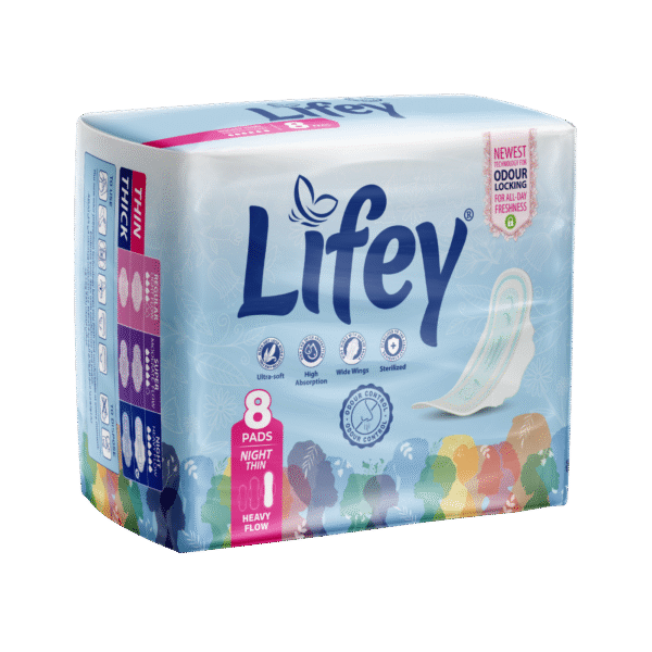 Lifey Night Thin Feminine Pads, 8 Pads