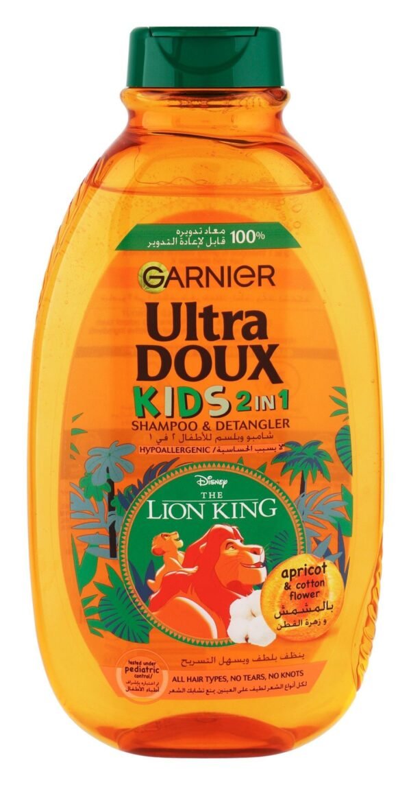 Garnier Ultra Doux Kids Hypoallergenic 2in1 Detangling Shampoo with Apricot & Cotton Flower Extracts for All Hair Types, 400ml