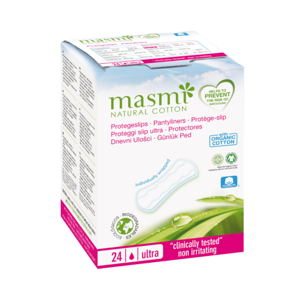 Masmi Organic Cotton Daily Ultra-Thin Pantyliners, 24 Pieces