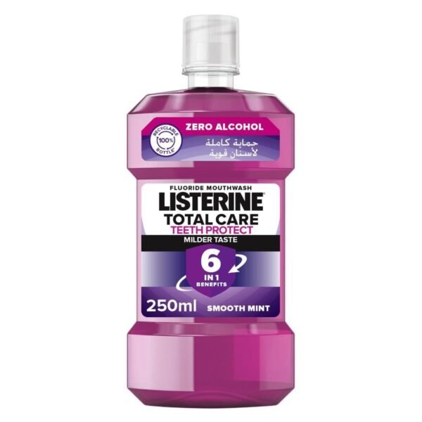 Listerine Total Care Teeth Protect 6in1 Milder Taste Mouthwash Smooth Mint Flavor, 250ml