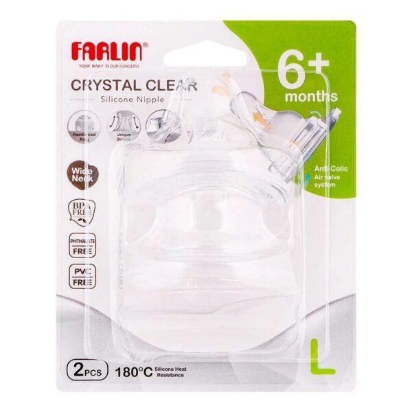 Farlin Anti Colic Silicone Nipple (L) +9 Months Wide Neck