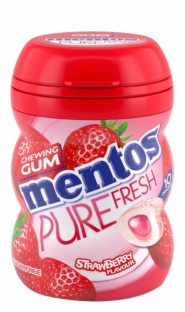 Mentos Pure Fresh Strawberry Flavor Chewing Gum, 10 Pieces