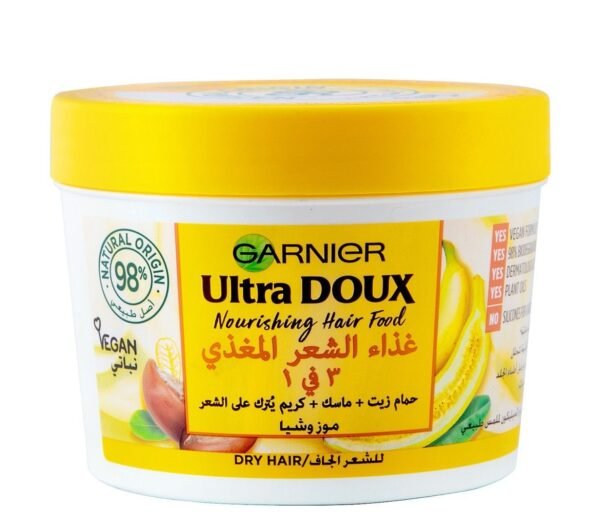 Garnier Ultra Doux 3in1 Nourishing Hair Food Treatment with Banana & Chia Extracts for Dry Hair, 390ml