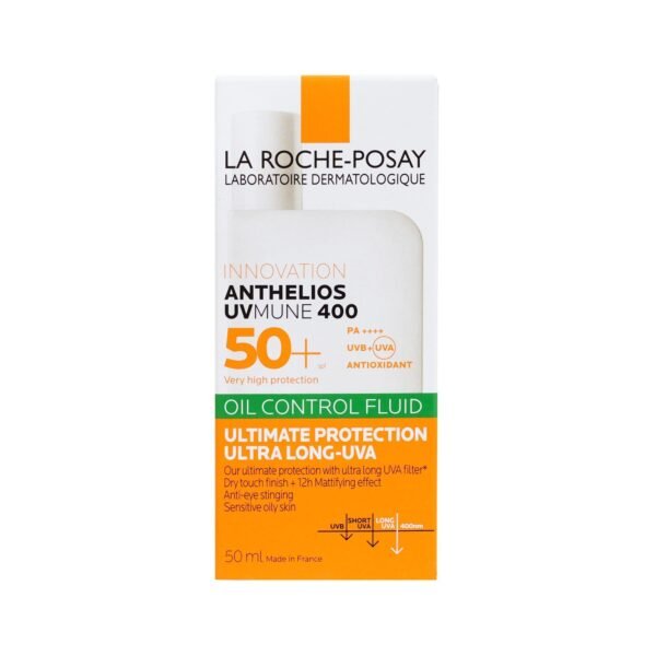 La Roche-Posay Anthelios Uvmune 400, Invisible Oil Control Facial Sunscreen for Sensitive & Oily Skin SPF50+, 50ml