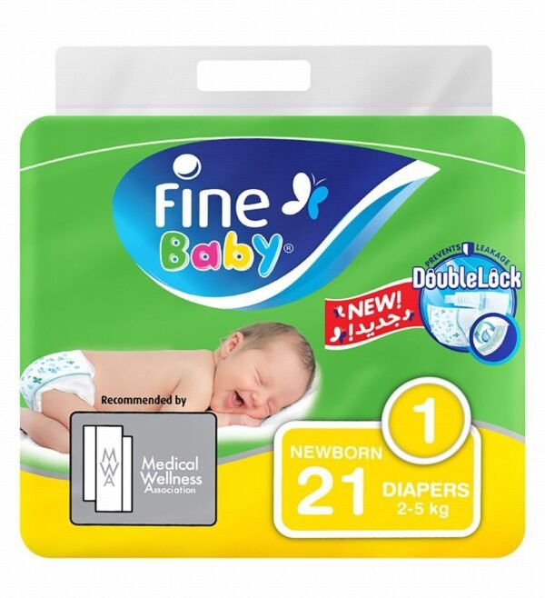 Fine Baby Soft Diapers with Chamomile Lotion for Newborns Size 1 (2-5kg), 21 Pieces