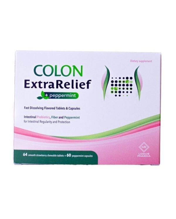 Colon Extra Relief Strawberry Chewable Tablets, 64 Tablets + Peppermint Capsules, 60 Capsules