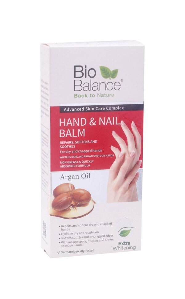 Bio Balance Hand & Nail Balm with Argan Oil for Dry & Chapped Hands, 60ml