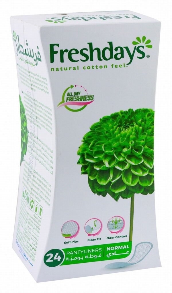 Freshdays Natural Cotton Feel Normal Pantyliners, 24 Pieces