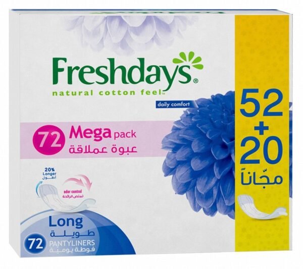 Freshdays Daily Comfort Long Pantyliners, 72 Pieces