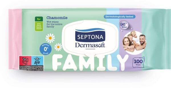 Septona Dermasoft Chamomile Wet Wipes for The Entire Family, 100 Wipes