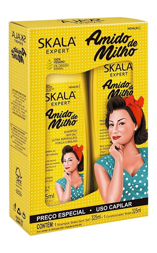 skala amido de milho 1shampoo & 1conditioner 325ml
